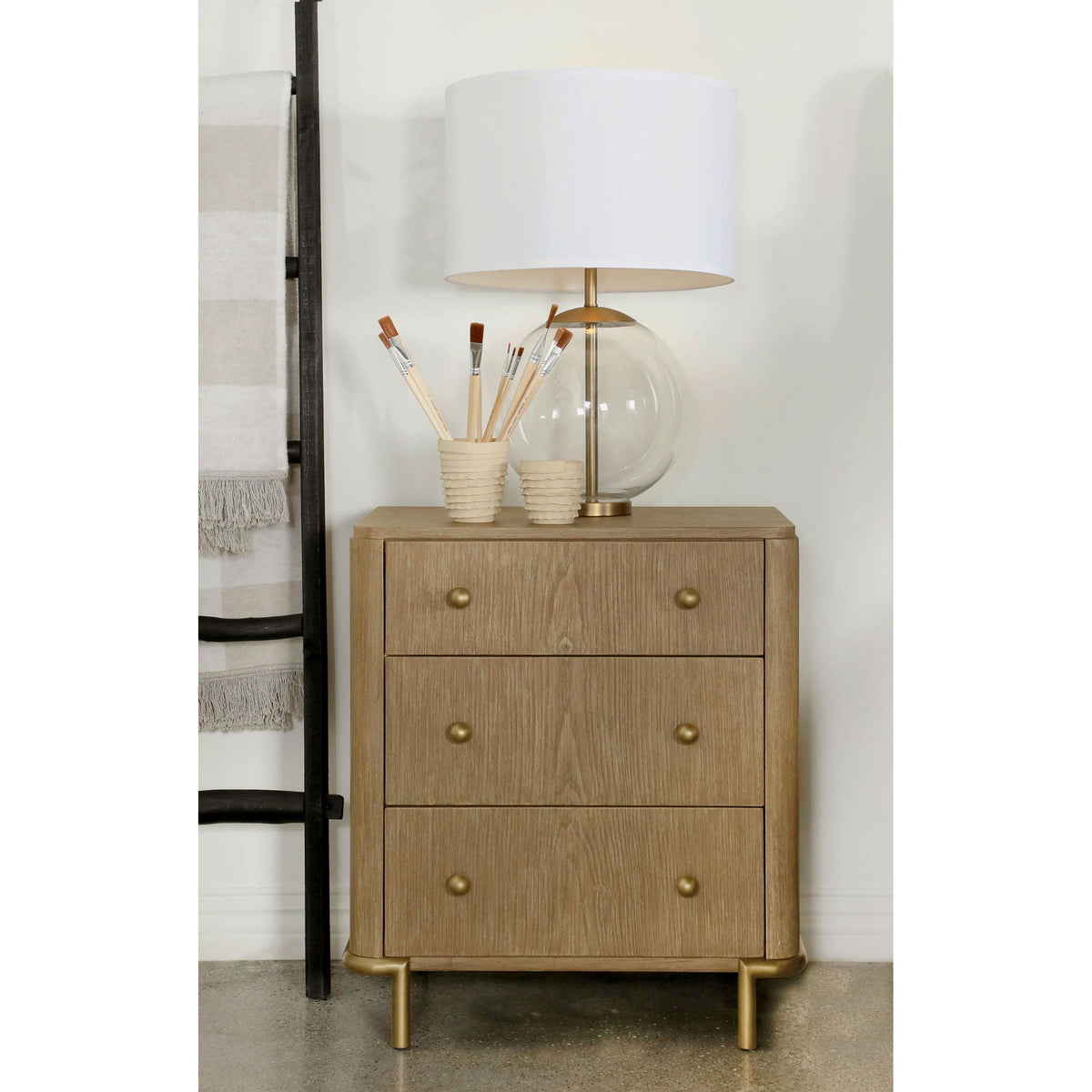 3 Drawer Nightstand With USB Ports - Brown