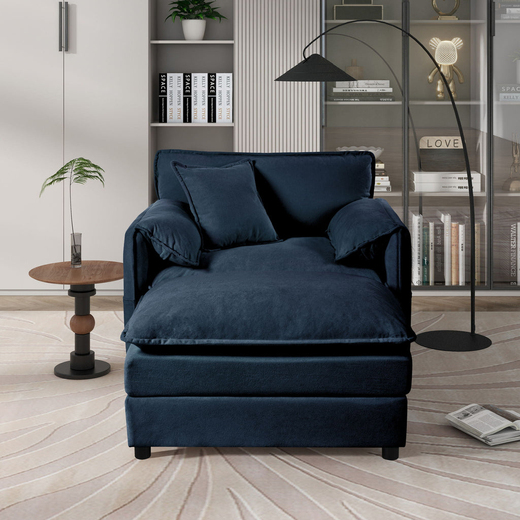 Oversized Chair With Movable Ottoman, Soft Upholstered Lounge Chair