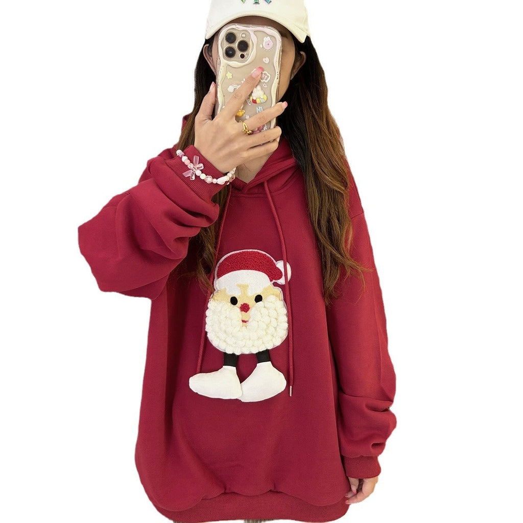 Christmas Parent-child Outfits Fleece-lined Hooded Romper And Hoodie