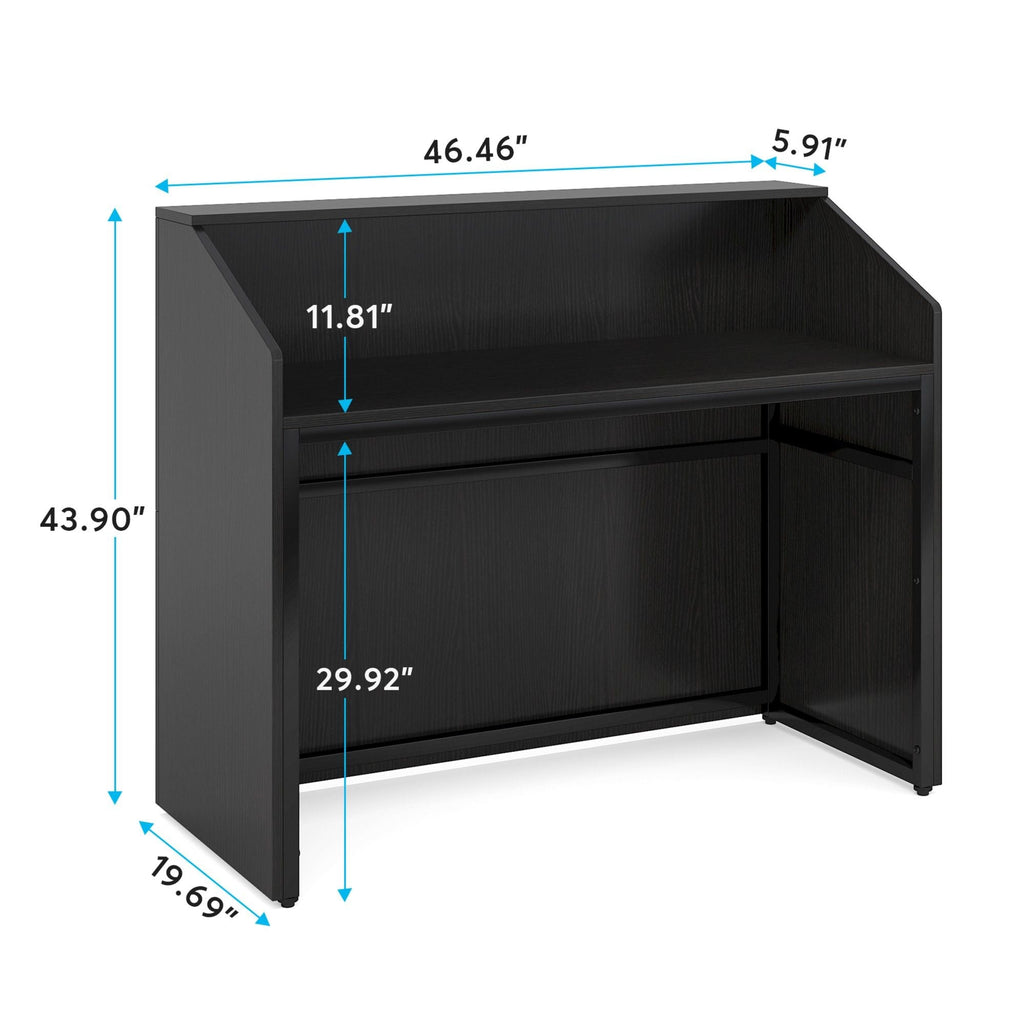 Modern Reception Desk, Front Desk Table With Cable Grommet & Privacy Panels