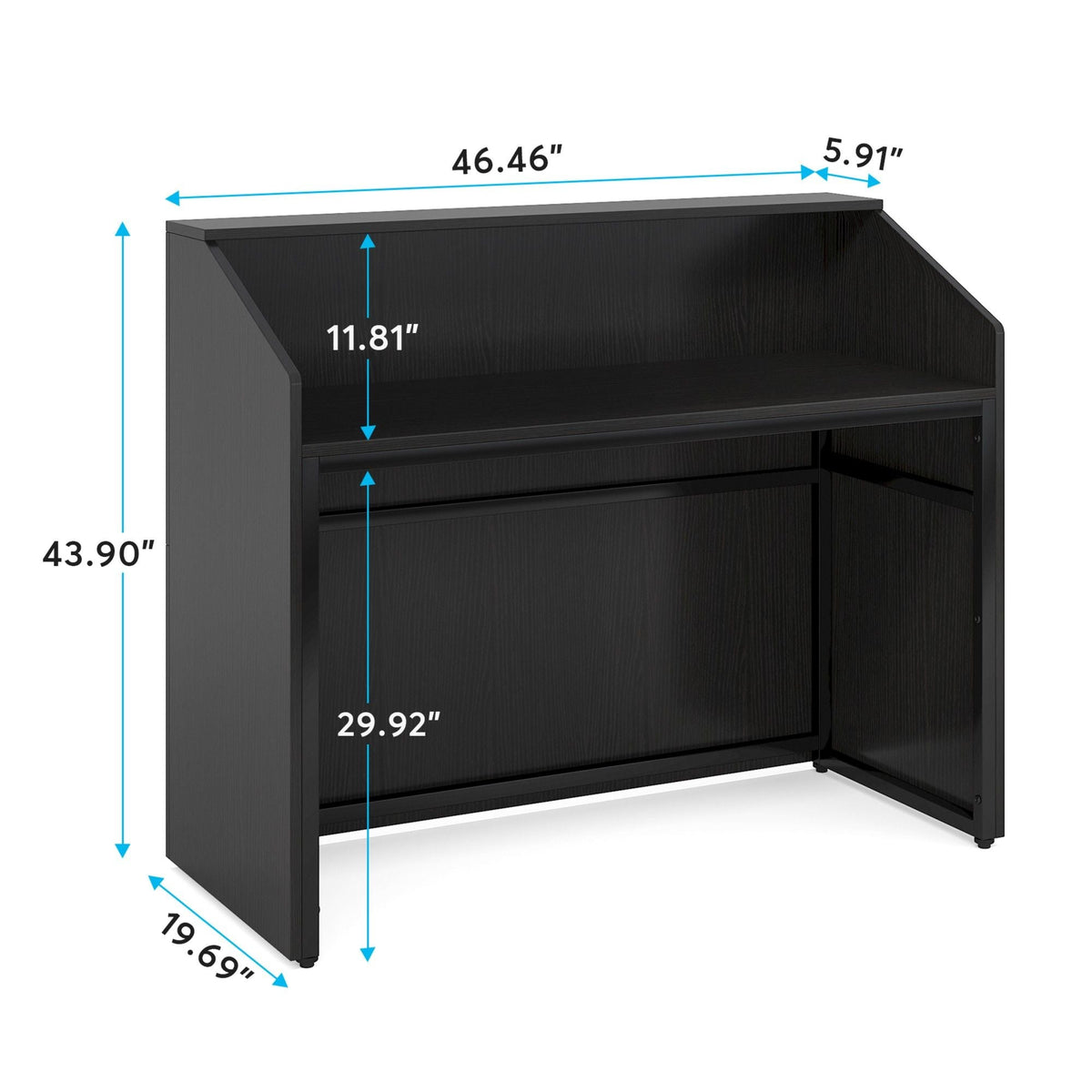 Modern Reception Desk, Front Desk Table With Cable Grommet & Privacy Panels