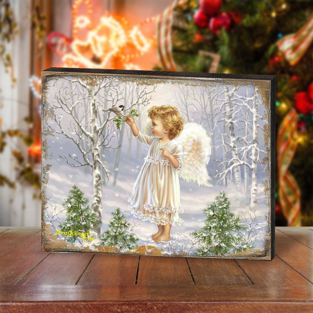 Little Winter Blessings Wooden Wall Art by D. Gelsinger - Nativity Holiday Decor - 95658B-1427