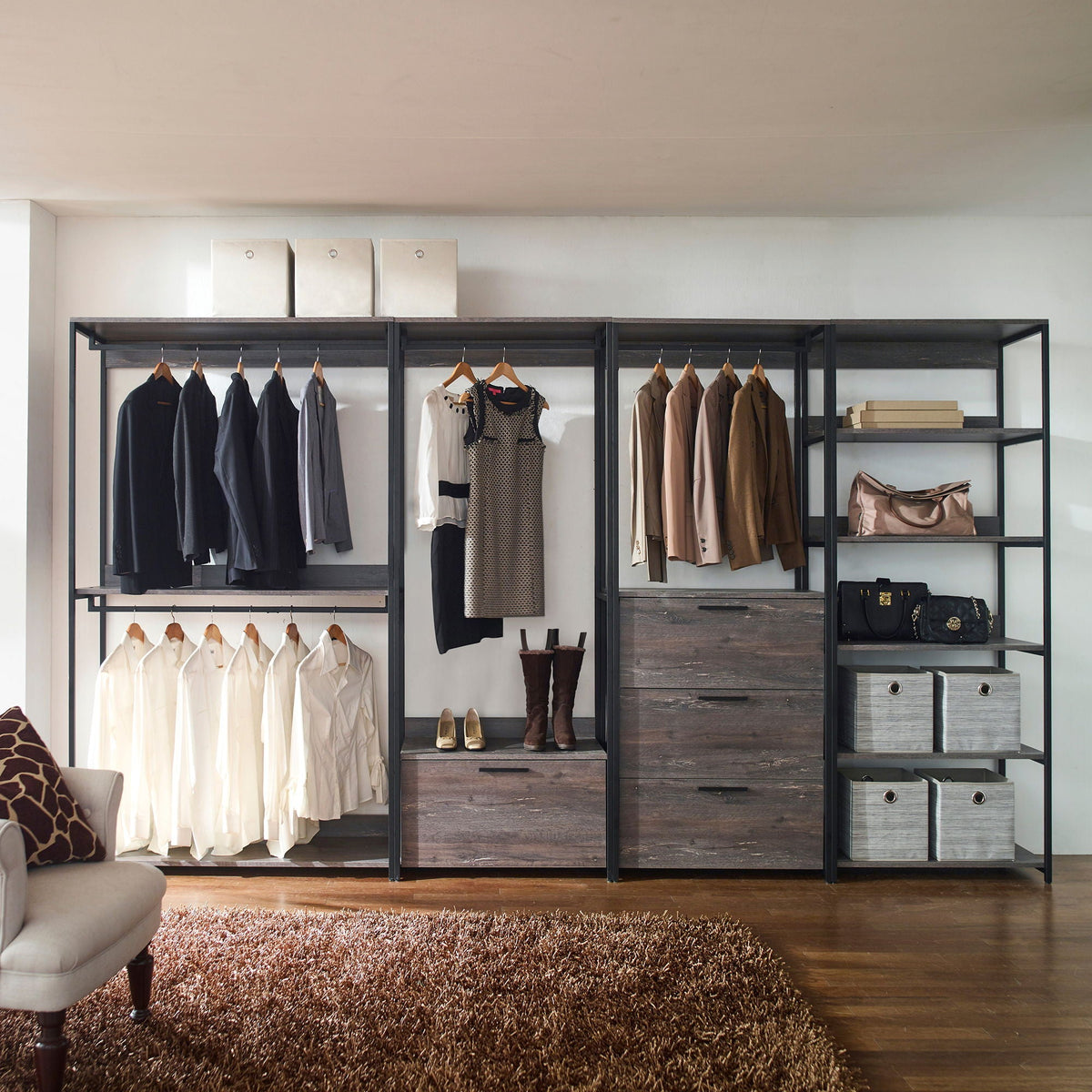 Monica - Walk-In Closet System, Extra Storage Space - Rustic