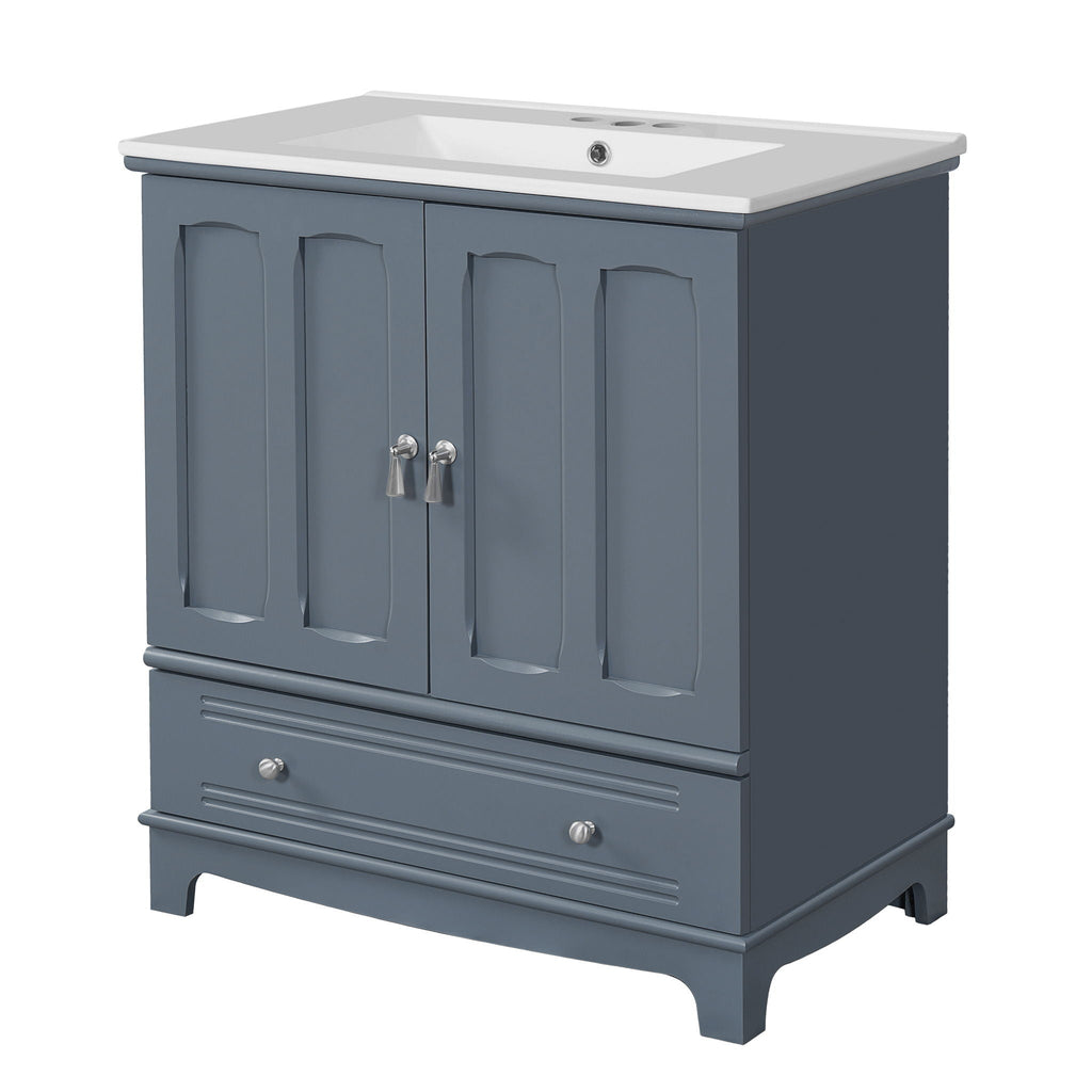 Bathroom Vanity With Sink, Cabinet With Adjustable Shelf And Drawer Divider