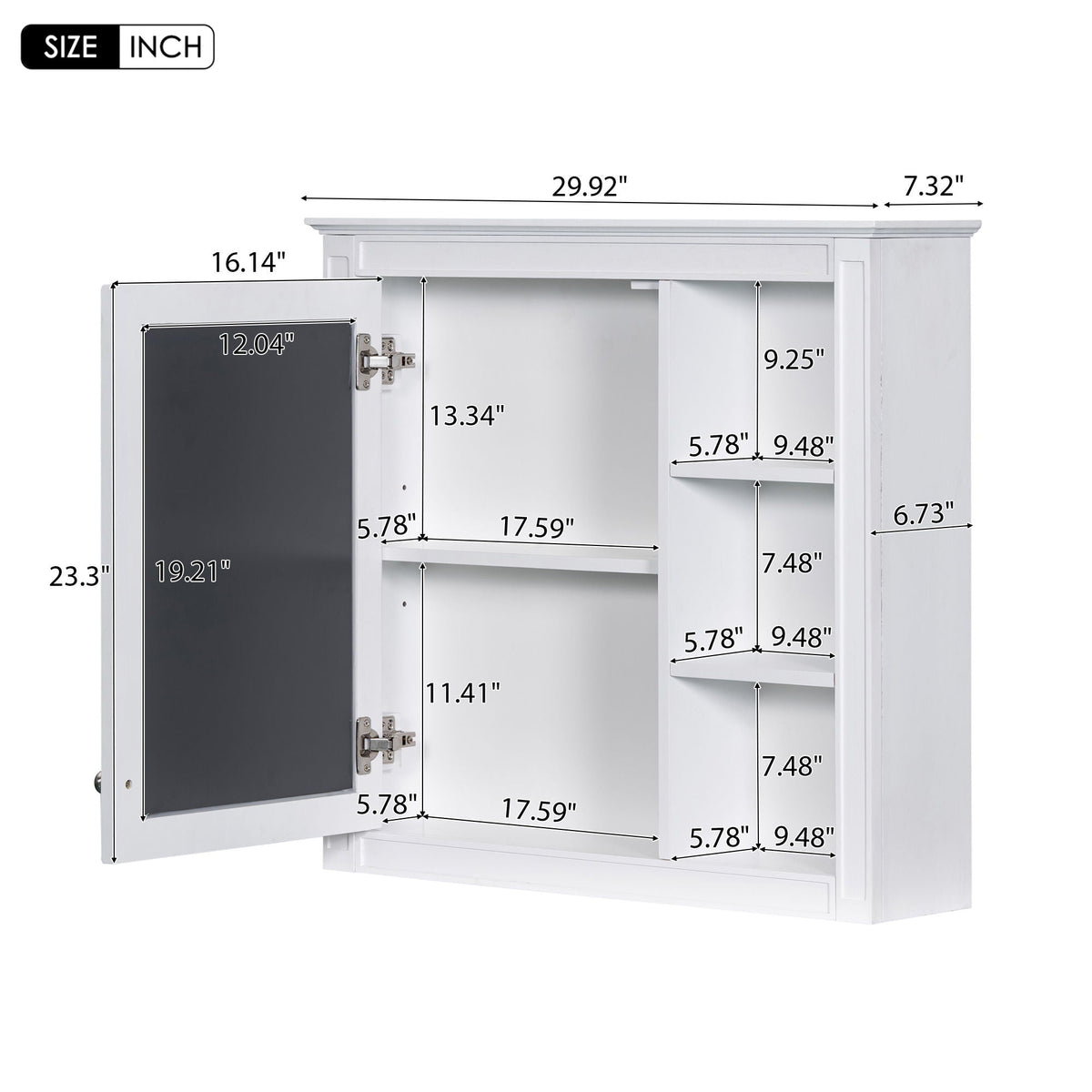 Bathroom Vanity With Medicine Cabinet, Royal Mirror Cabinet, Modern Bathroom Storage Cabinet With 2 Soft Closing Doors And 4 Drawers
