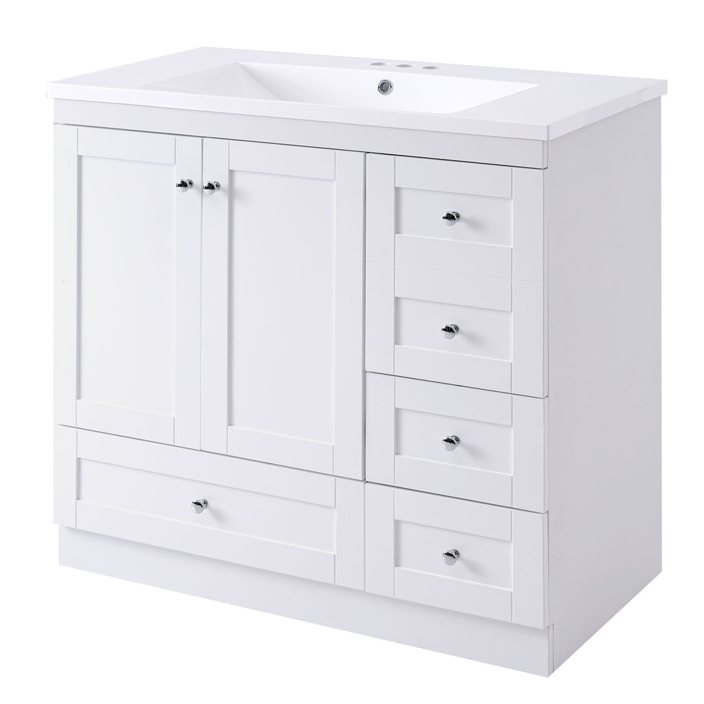 Shaker Free Standing Bathroom Vanity Cabinet With Sink, Soft Close Drawers, Soft Close Doors