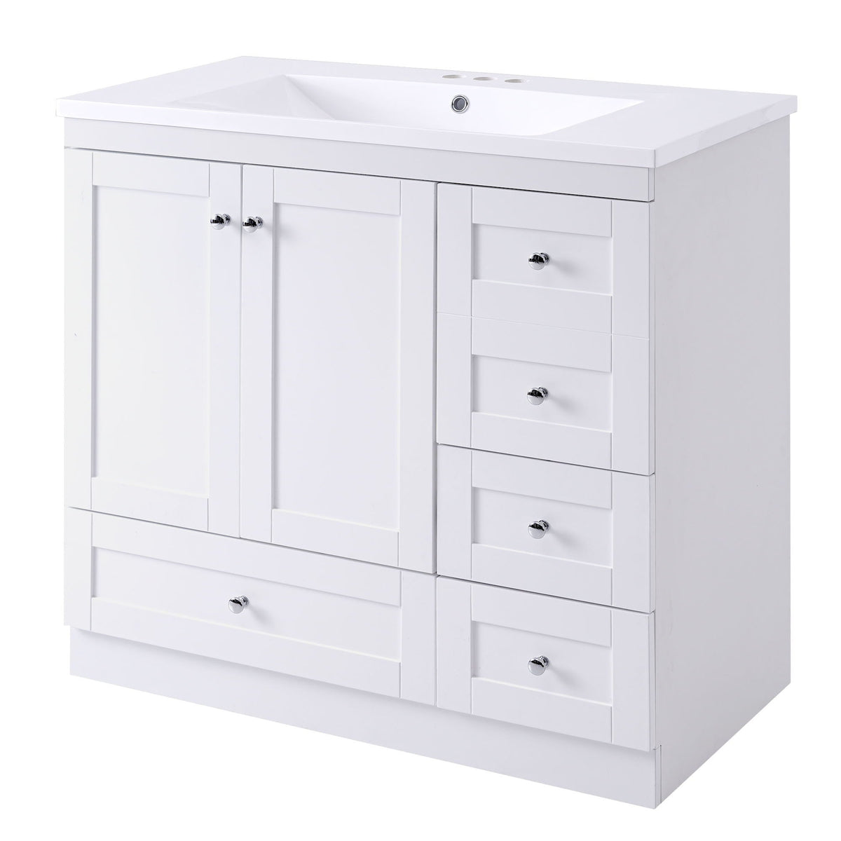 Shaker Free Standing Bathroom Vanity Cabinet With Sink, Soft Close Drawers, Soft Close Doors