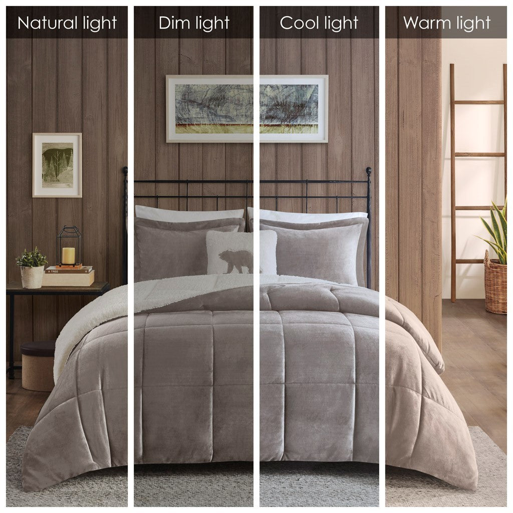 Full/Queen Plush to Sherpa Down Alternative Comforter Set