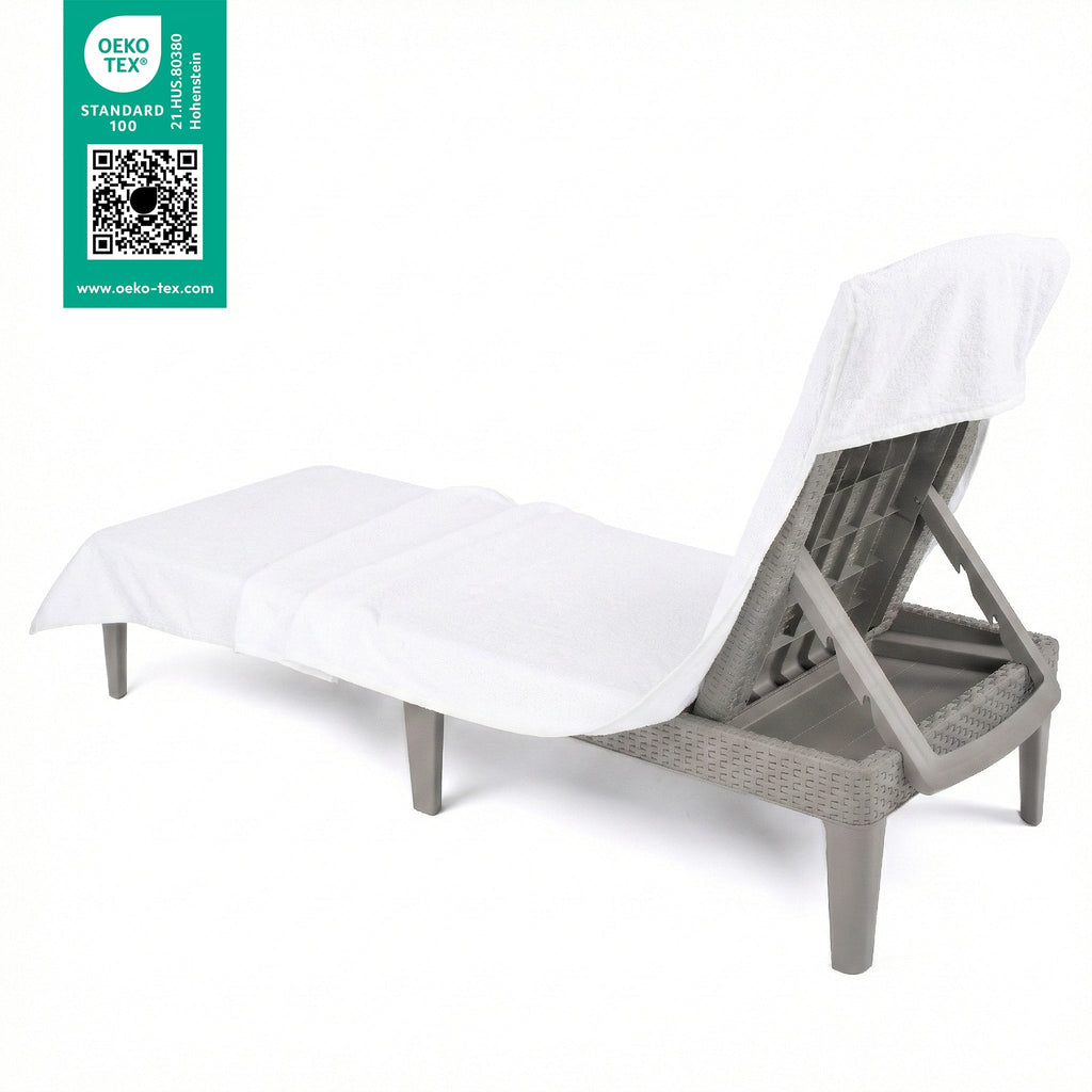 American Soft Linen 2 Pack Chaise Lounge Covers with Pocket, 86" x 32" Oversized Beach and Pool Lounge Chair Towels