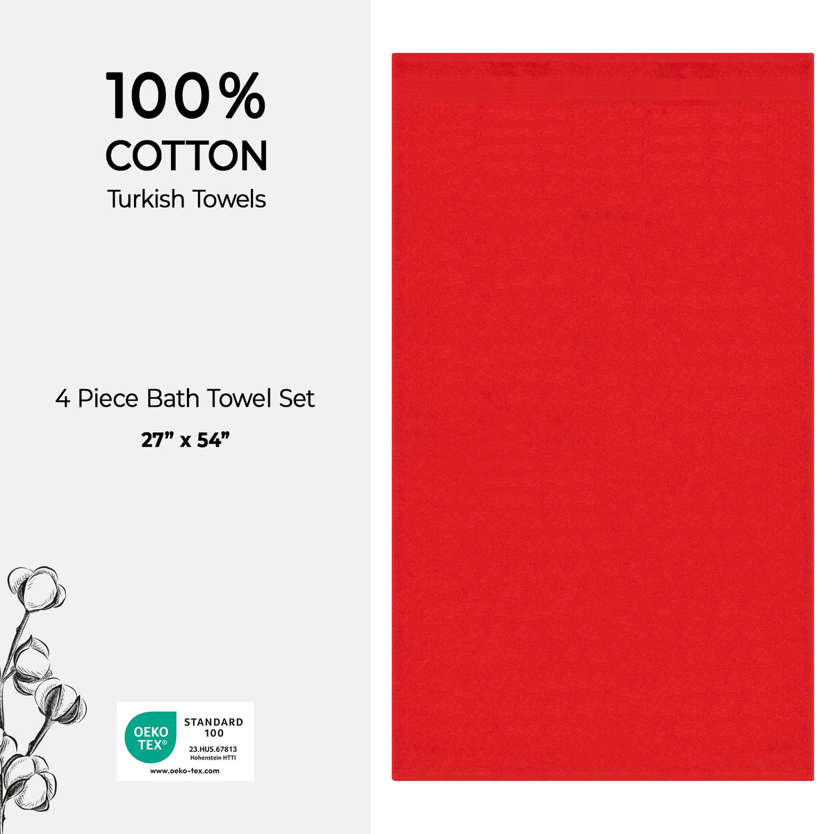 American Soft Linen Bekos 100% Cotton Turkish Towels, 4 Piece Bath Towel Set