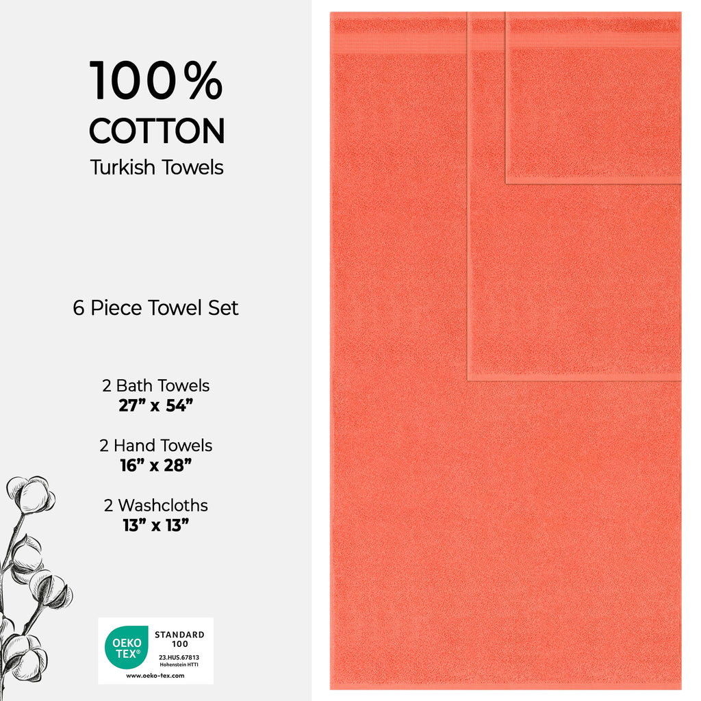 American Soft Linen Bekos 100% Cotton Turkish Towels 6 Piece Bath Towel Set with 18 Different Colors