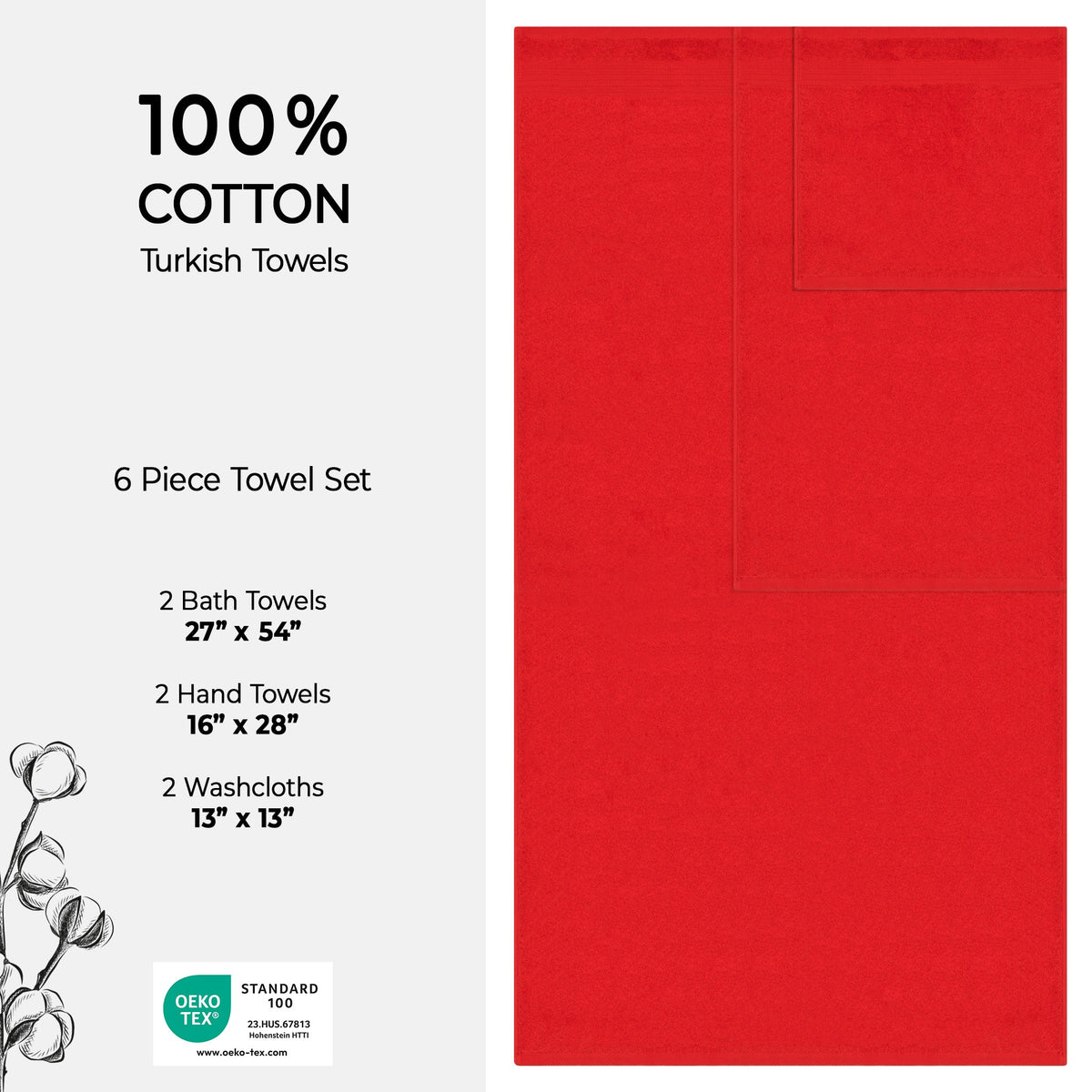 American Soft Linen Bekos 100% Cotton Turkish Towels 6 Piece Bath Towel Set with 18 Different Colors