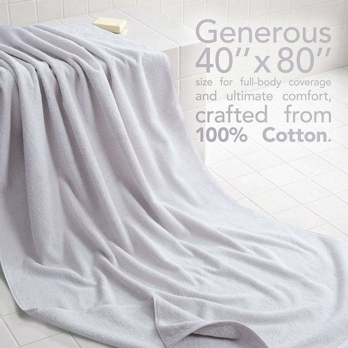 40x80 Inch Premium Bath Sheet OVERSIZED 100% Ring Spun Cotton, Luxury, Maximum Softness, Extra Large Bath Towel