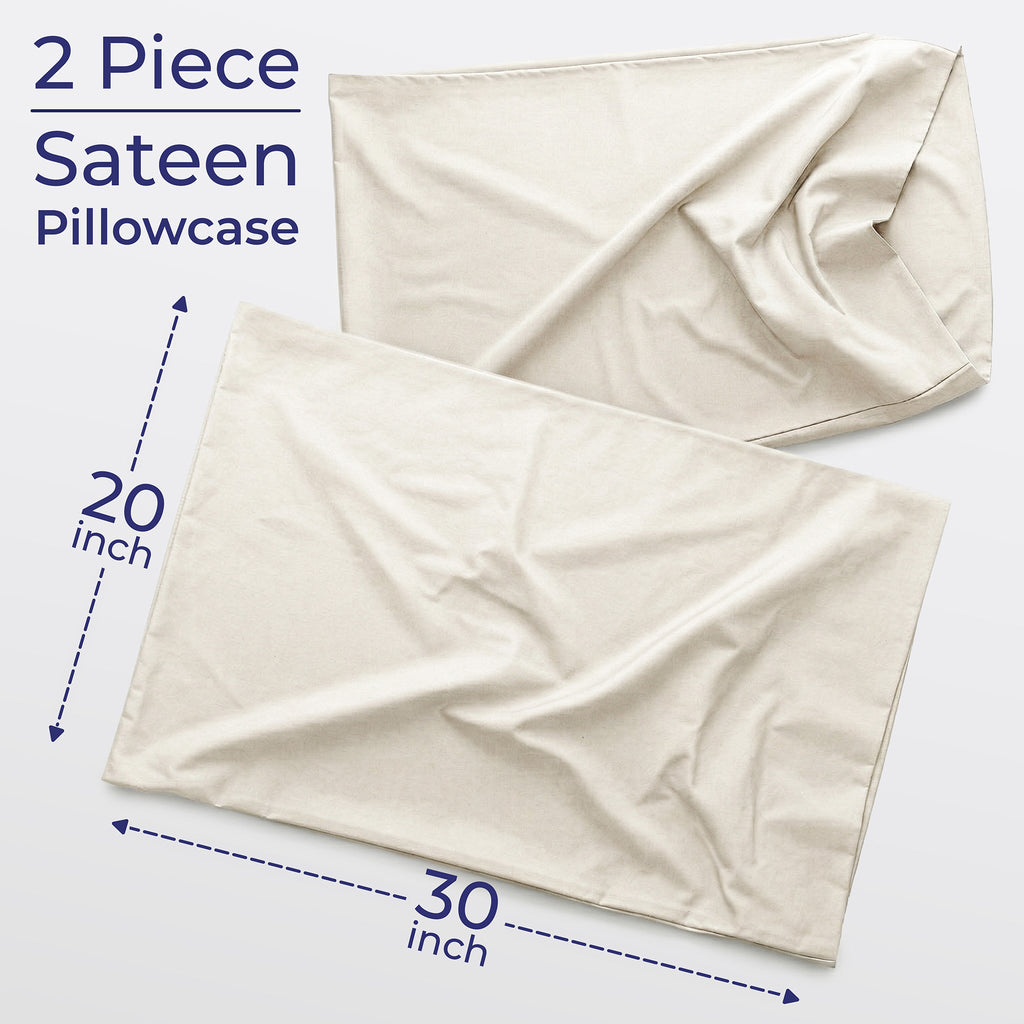 American Soft Linen 100% Cotton Sateen Pillowcase Set (2 Piece) - Soft, Breathable, Hotel Quality Pillow Covers