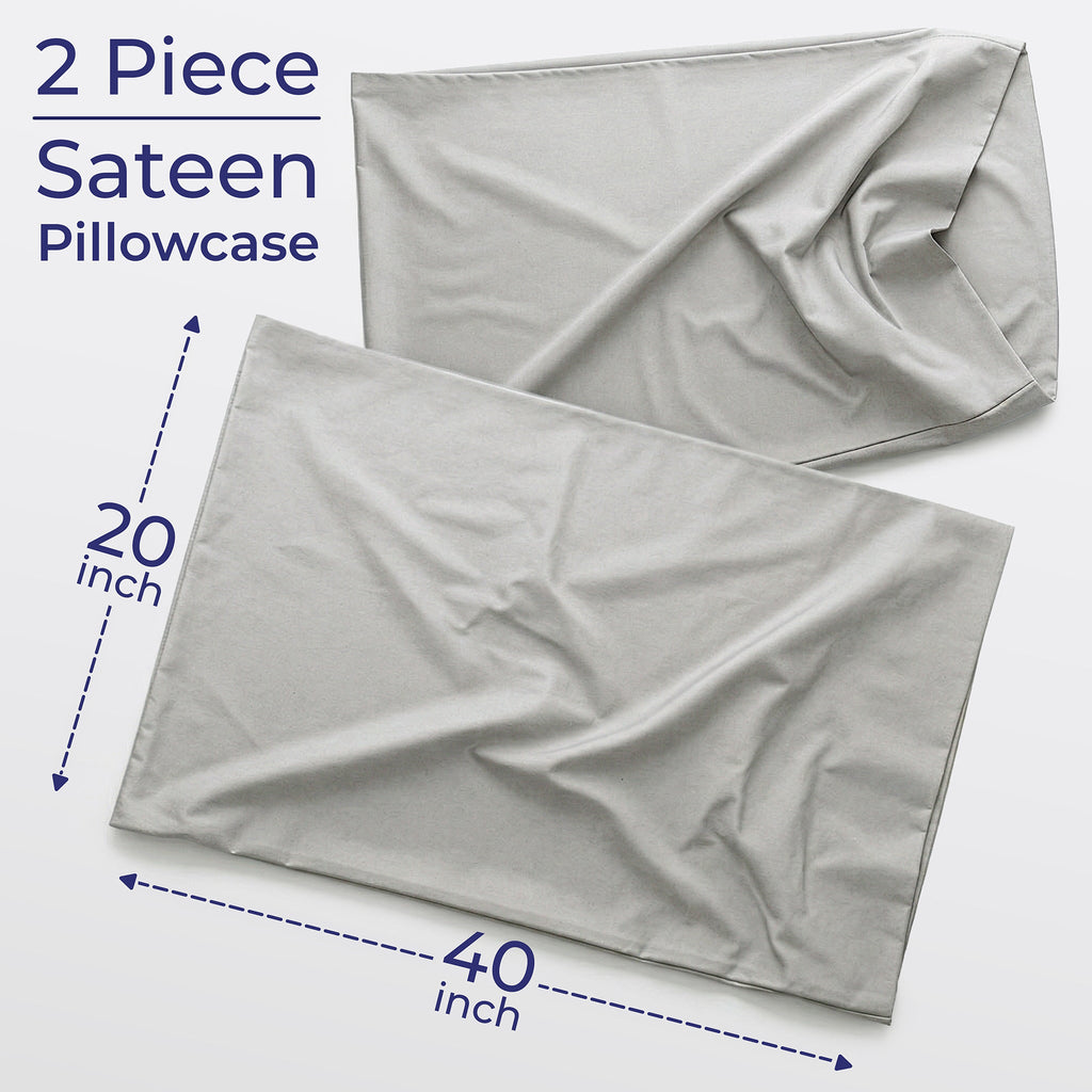 American Soft Linen 100% Cotton Sateen Pillowcase Set (2 Piece) - Soft, Breathable, Hotel Quality Pillow Covers