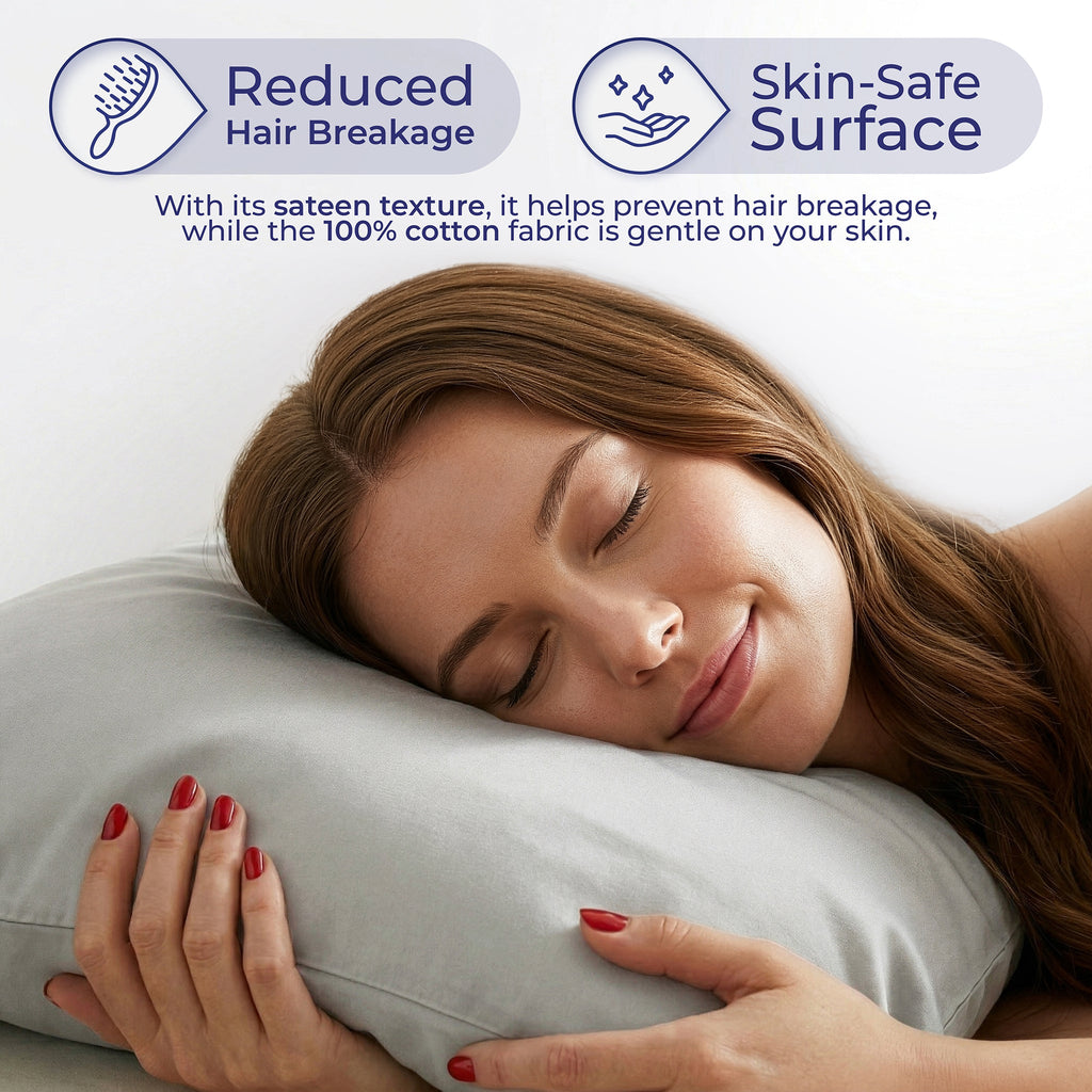 American Soft Linen 100% Cotton Sateen Pillowcase Set (2 Piece) - Soft, Breathable, Hotel Quality Pillow Covers