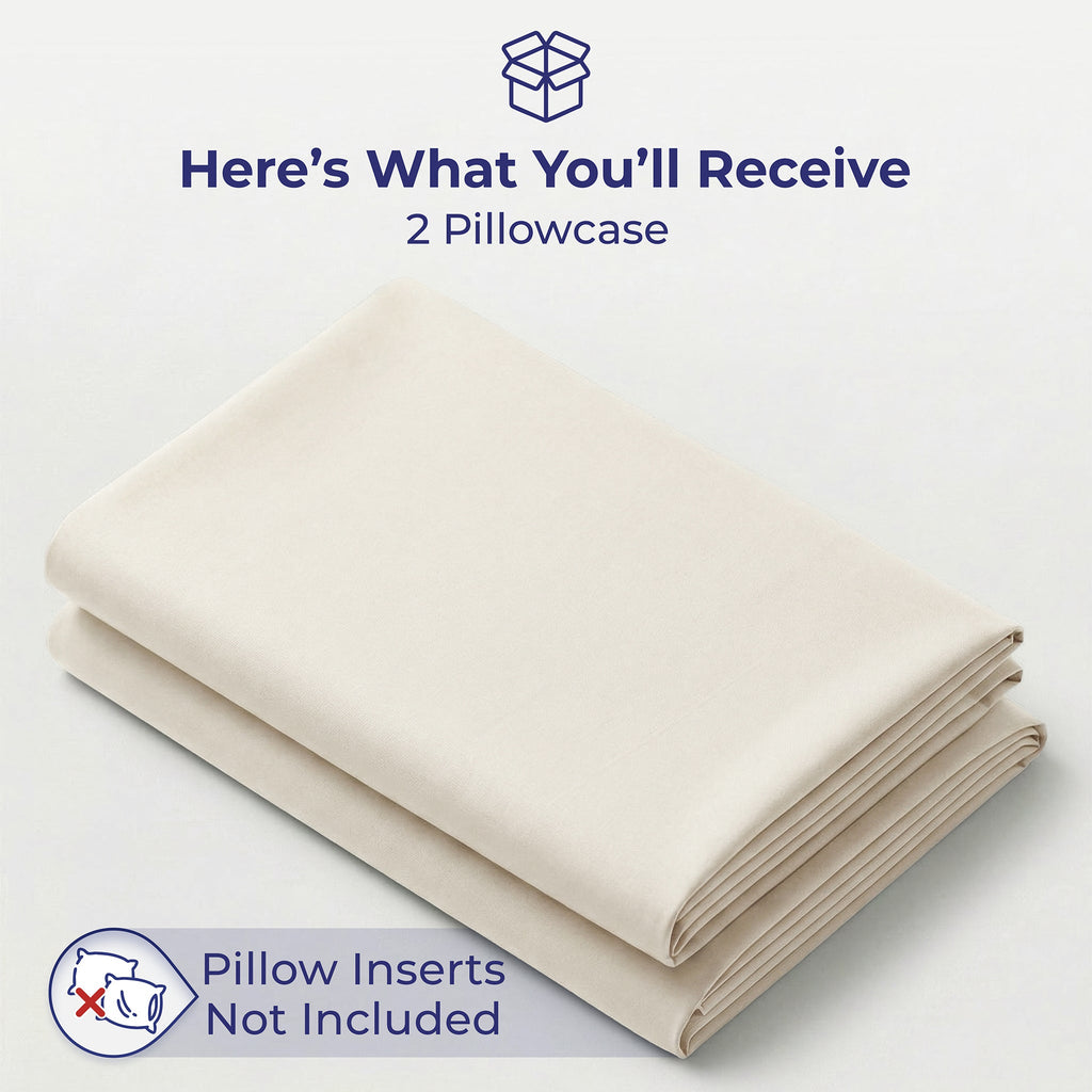 American Soft Linen 100% Cotton Sateen Pillowcase Set (2 Piece) - Soft, Breathable, Hotel Quality Pillow Covers