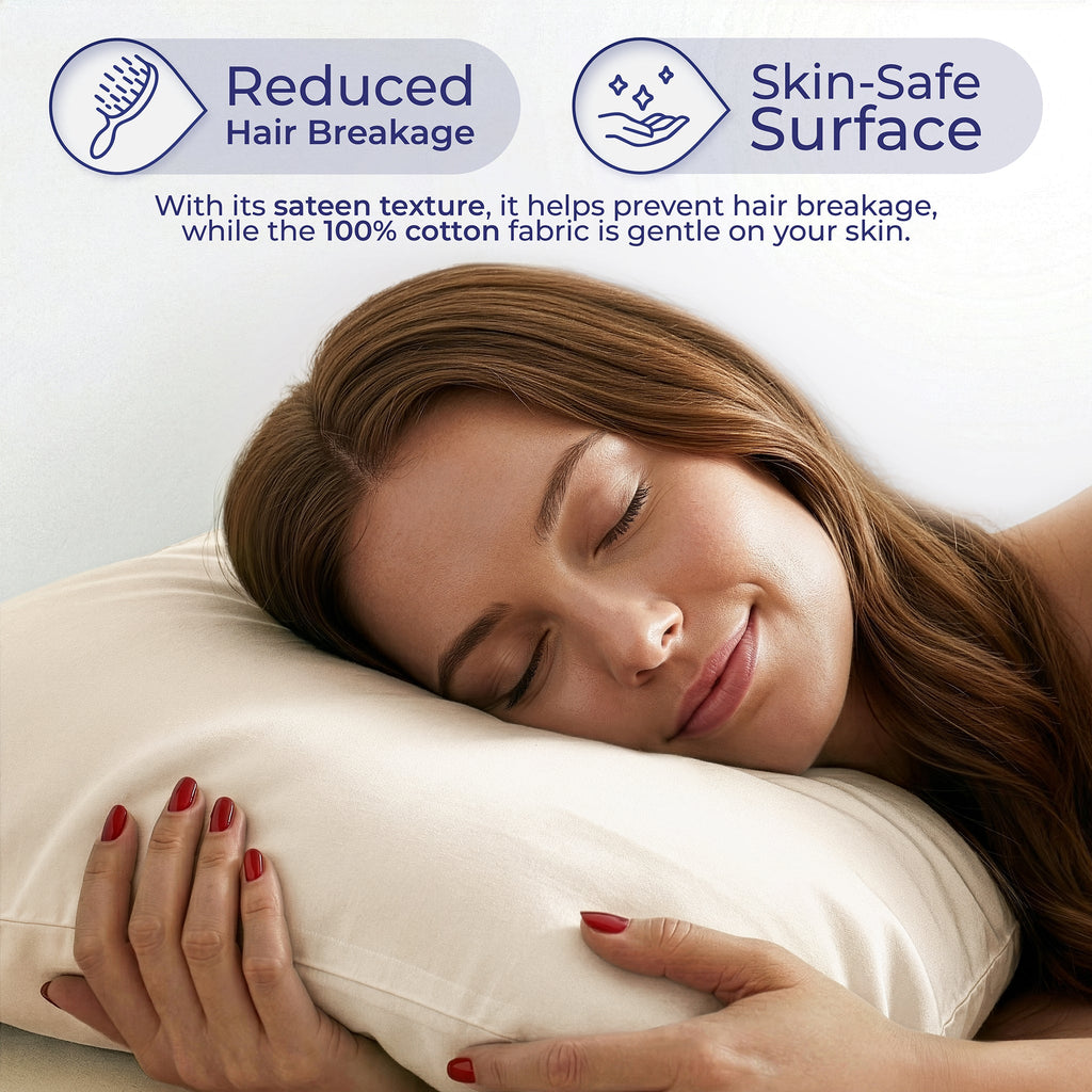 American Soft Linen 100% Cotton Sateen Pillowcase Set (2 Piece) - Soft, Breathable, Hotel Quality Pillow Covers