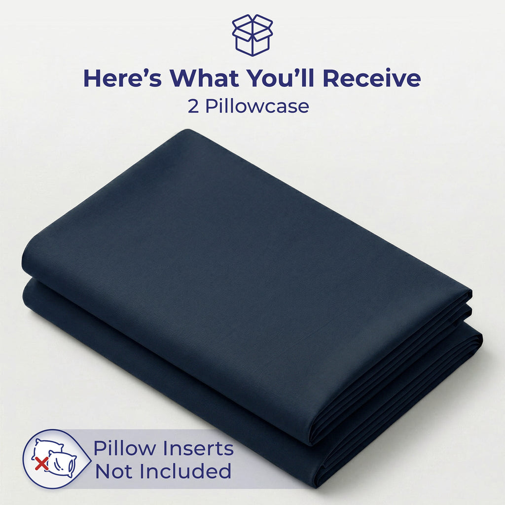 American Soft Linen 100% Cotton Sateen Pillowcase Set (2 Piece) - Soft, Breathable, Hotel Quality Pillow Covers