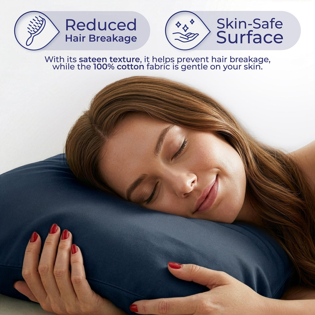 American Soft Linen 100% Cotton Sateen Pillowcase Set (2 Piece) - Soft, Breathable, Hotel Quality Pillow Covers