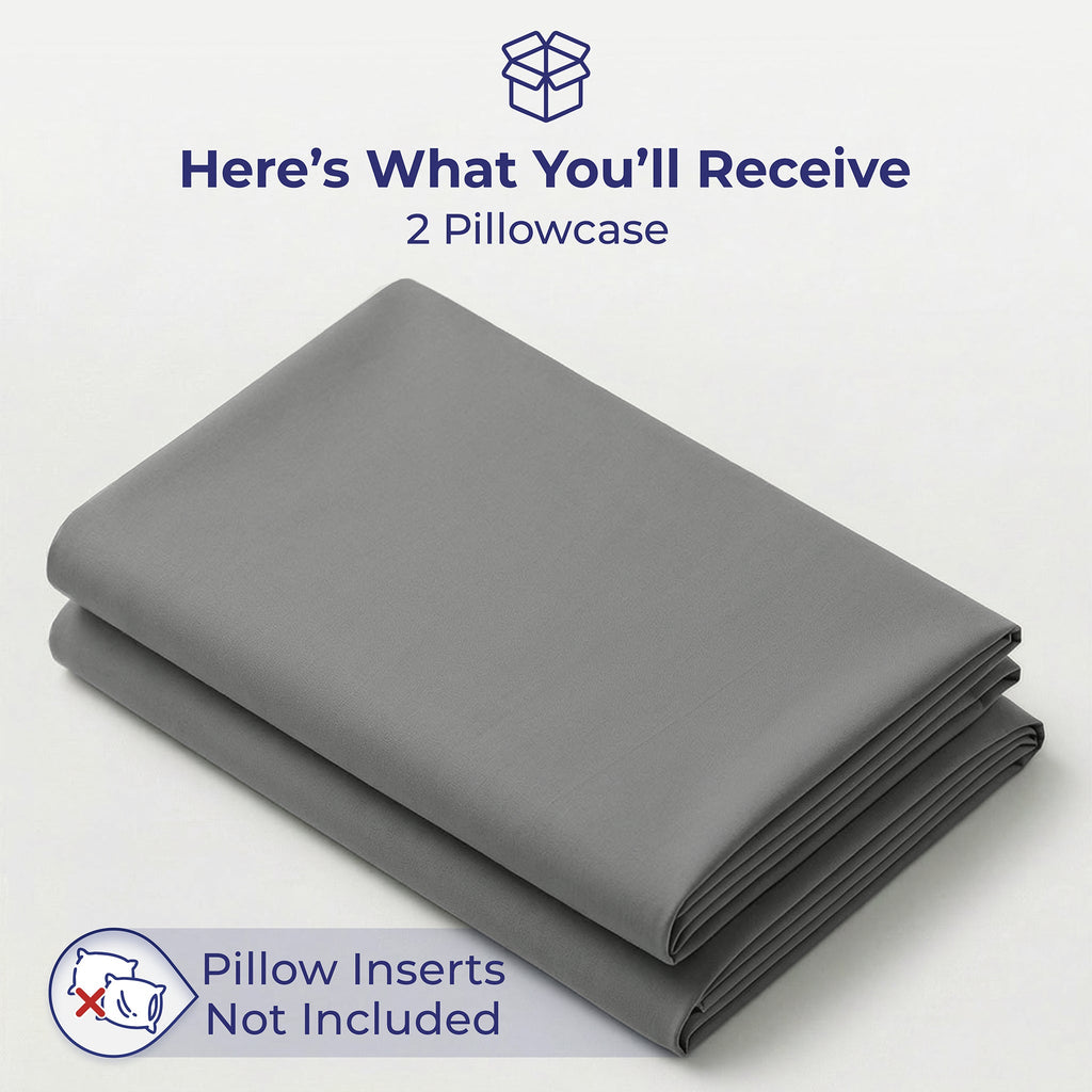 American Soft Linen 100% Cotton Sateen Pillowcase Set (2 Piece) - Soft, Breathable, Hotel Quality Pillow Covers
