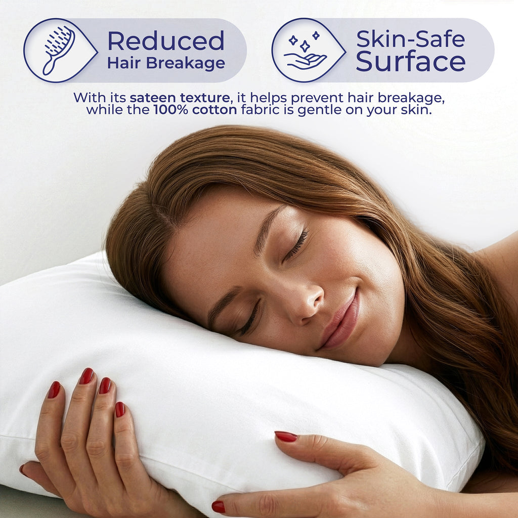 American Soft Linen 100% Cotton Sateen Pillowcase Set (2 Piece) - Soft, Breathable, Hotel Quality Pillow Covers