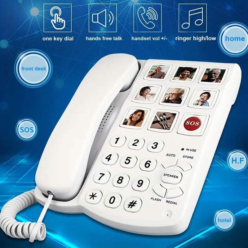 Amplified One Button Touch Big Button Corded Telephone with Speaker