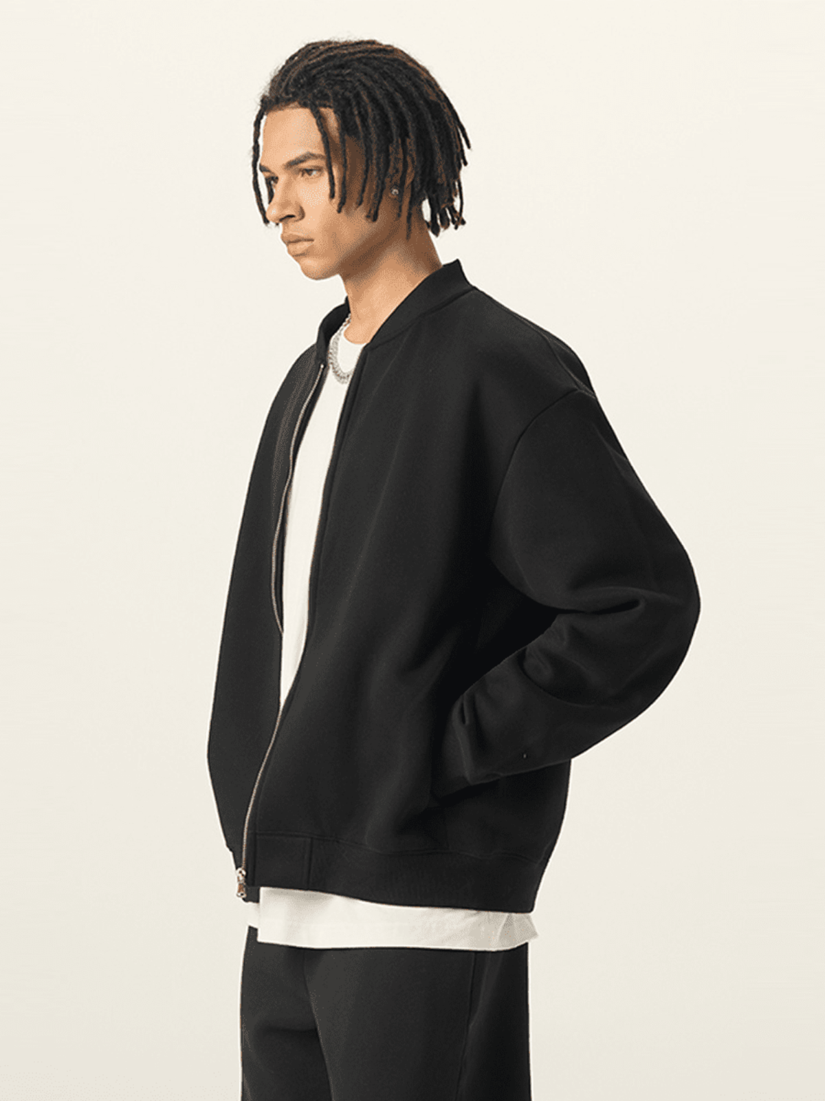 Apollo Black Fleece Zip-Up Baseball Jacket