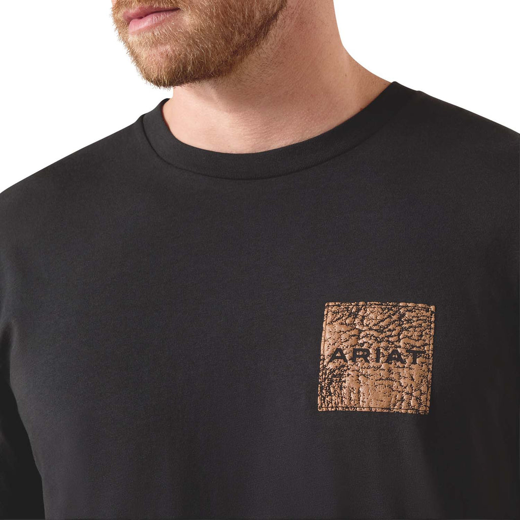 Ariat Mens Short Sleeve Shirt, Leather Patch Western Tee