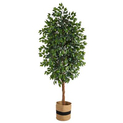 8'Ficus Artificial Tree in Handmade Natural Cotton Planter