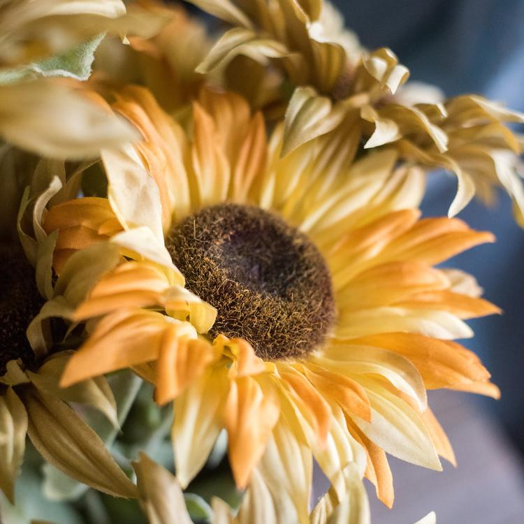 Faux Silk Artificial Flower Van Gogh Sunflower Bunch 21" Tall