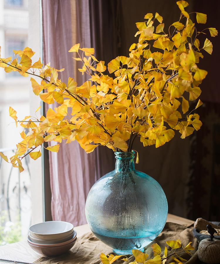 Artificial Ginkgo Stem in Yellow 37" Tall Faux
