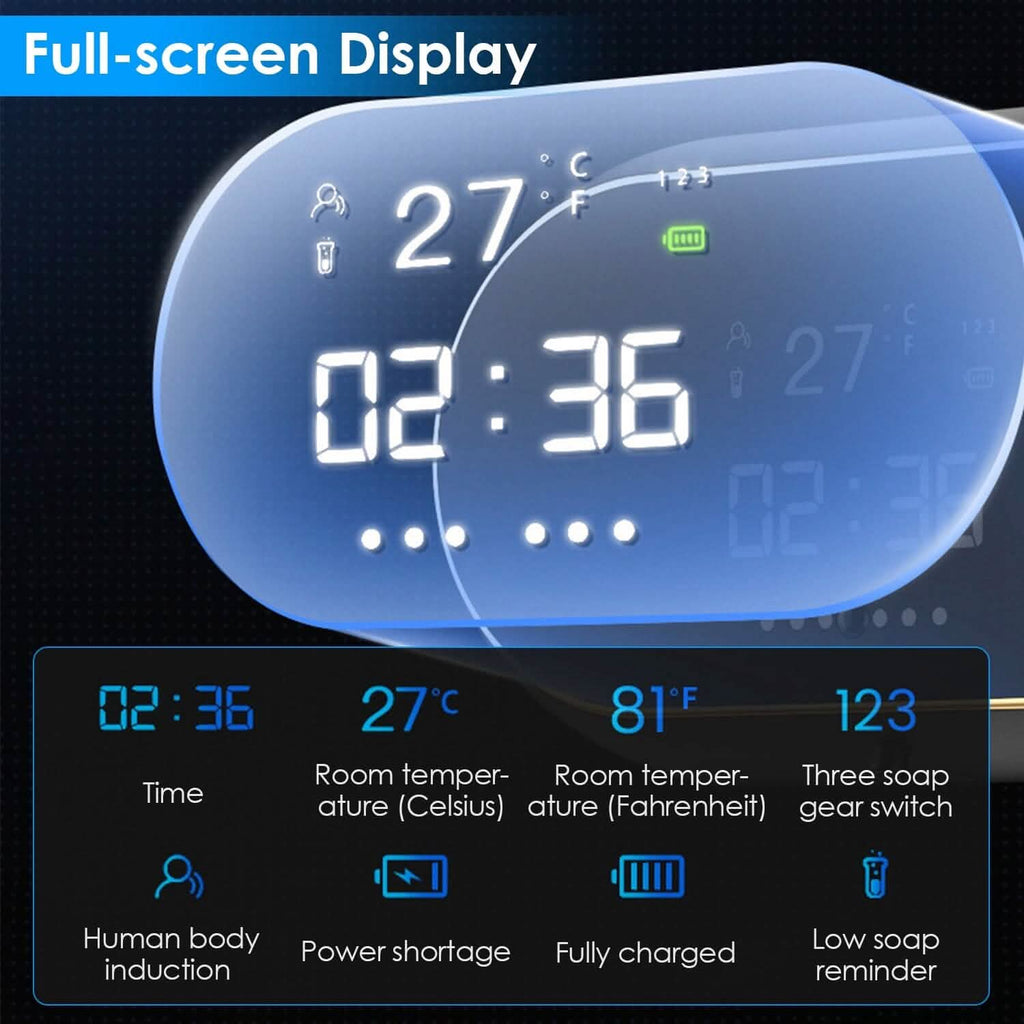 Automatic Soap Dispenser Wall Mounted Hand Free with Clock Temperature