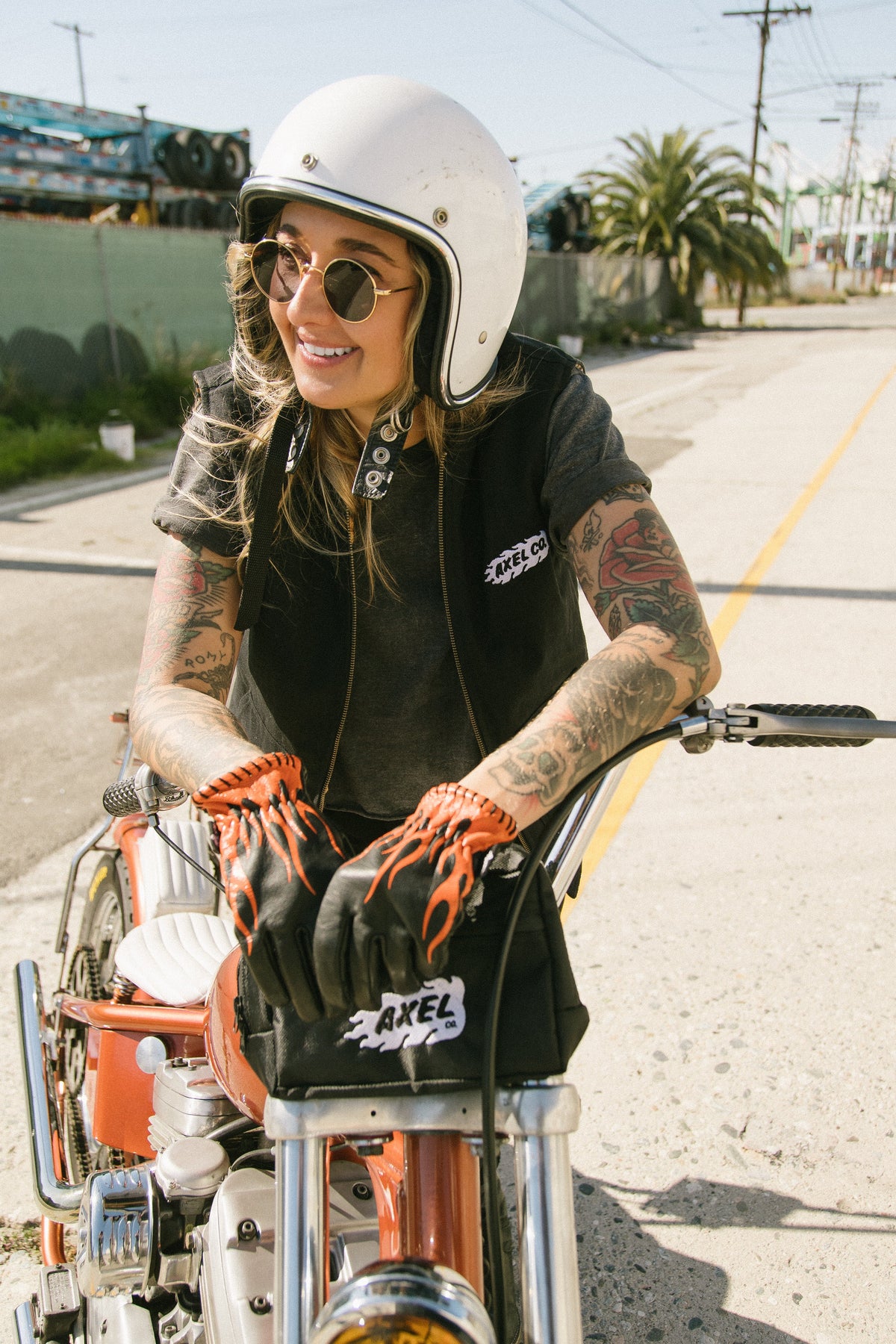 Axel Co Flamed Cowhide Motorcycle Gloves