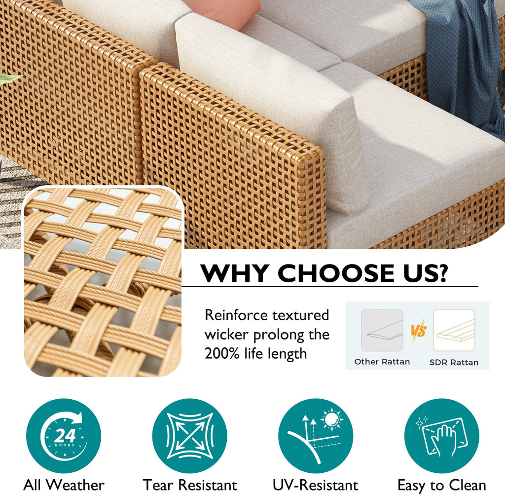 K&K 8-Piece Patio Furniture Set with Fire Pit Table