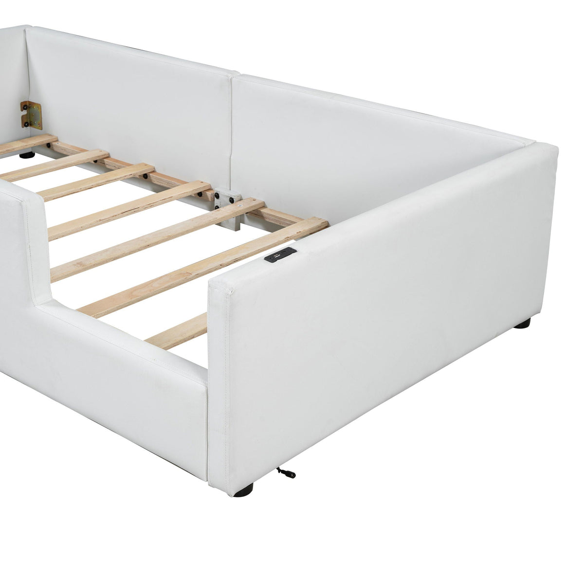 Platform Bed With Guardrail And Charging Station