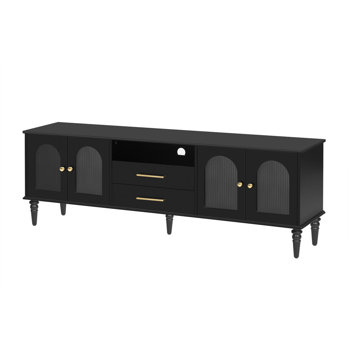 TV Stand For TVs Up To 75", Entertainment Center Media Console For Living Room - Black