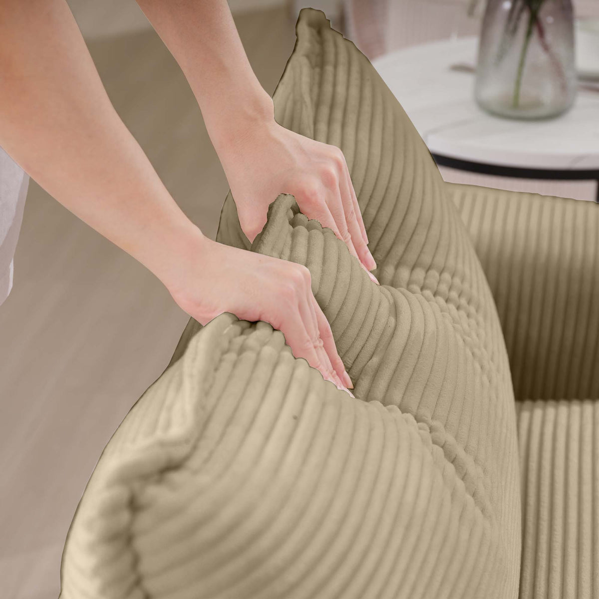 Modern Classic Fabric Single Chair Deep Seat Sofa With Pillow