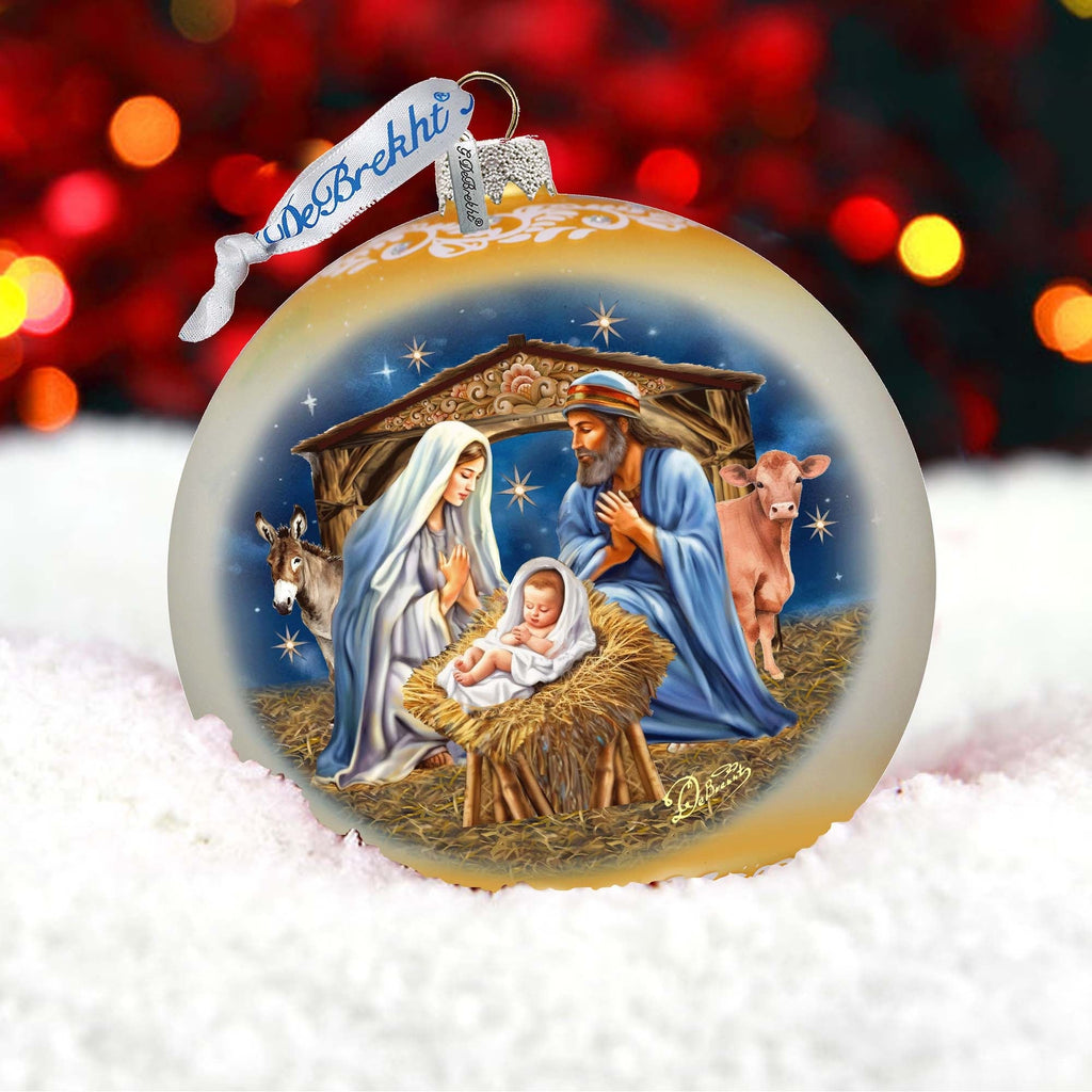 From Stable to Savior Lg Glass Ornament by G.Debrekht - Nativity Holiday Decor - 73956G