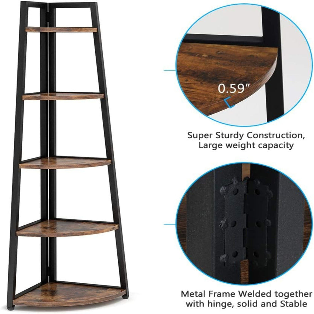 Tall 5 Tier Corner Bookshelf For Living Room
