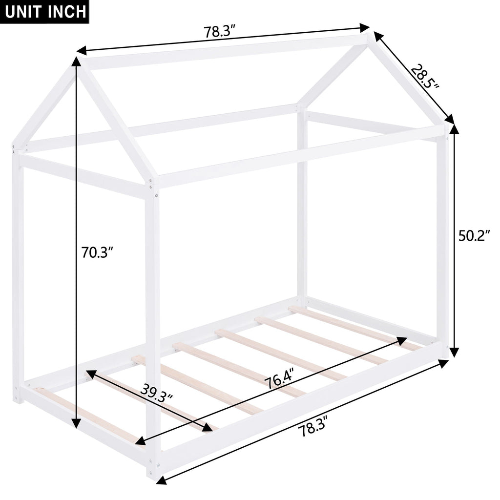 Wooden House Shaped Bed