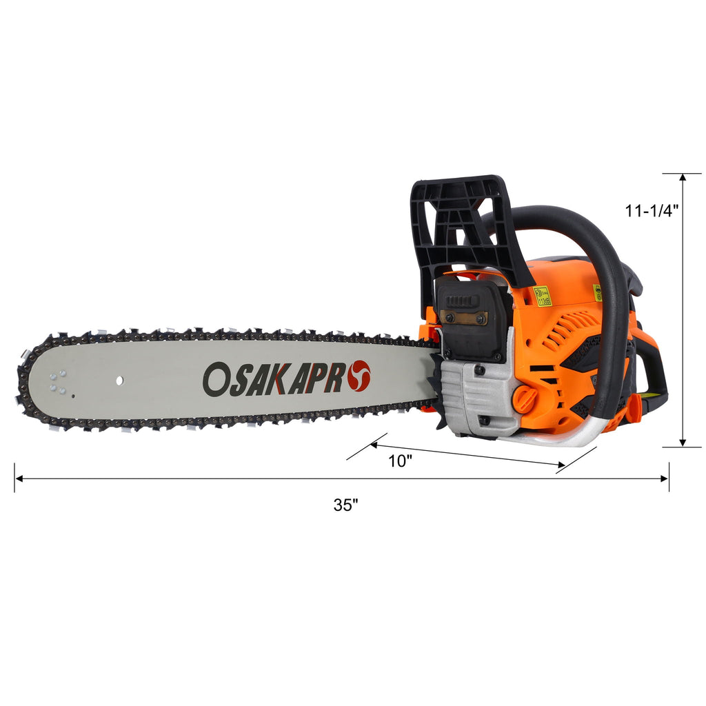 62Cc Gas Powered 20" Chainsaw with Aluminium Body - Orange