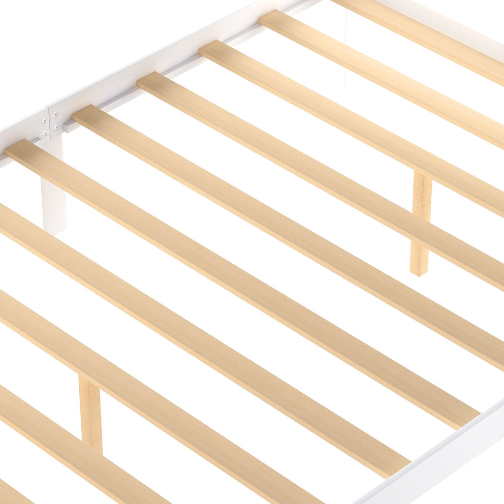 Full Size Platform Bed With Under Bed Drawers - White