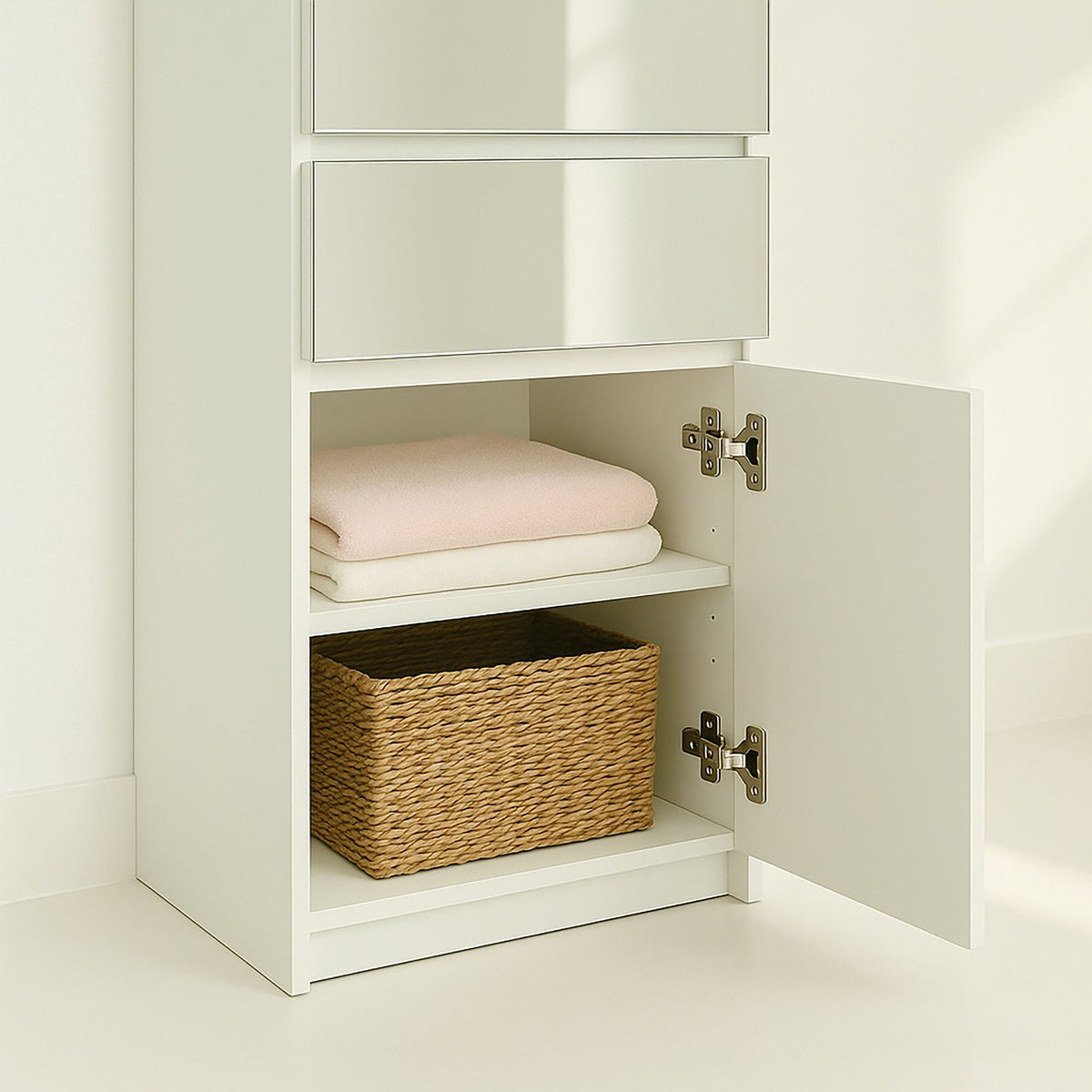 Elise - Modular Closet System With Mirror, Customizable Storage Solution - White