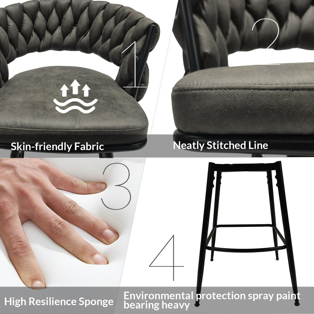 Bar Stool 360 Swivel With Back Footrest