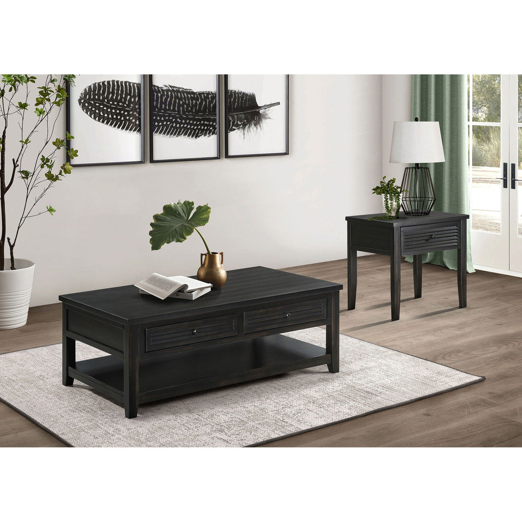 Sutter - 1 Drawer Square End Table - Dark Brown