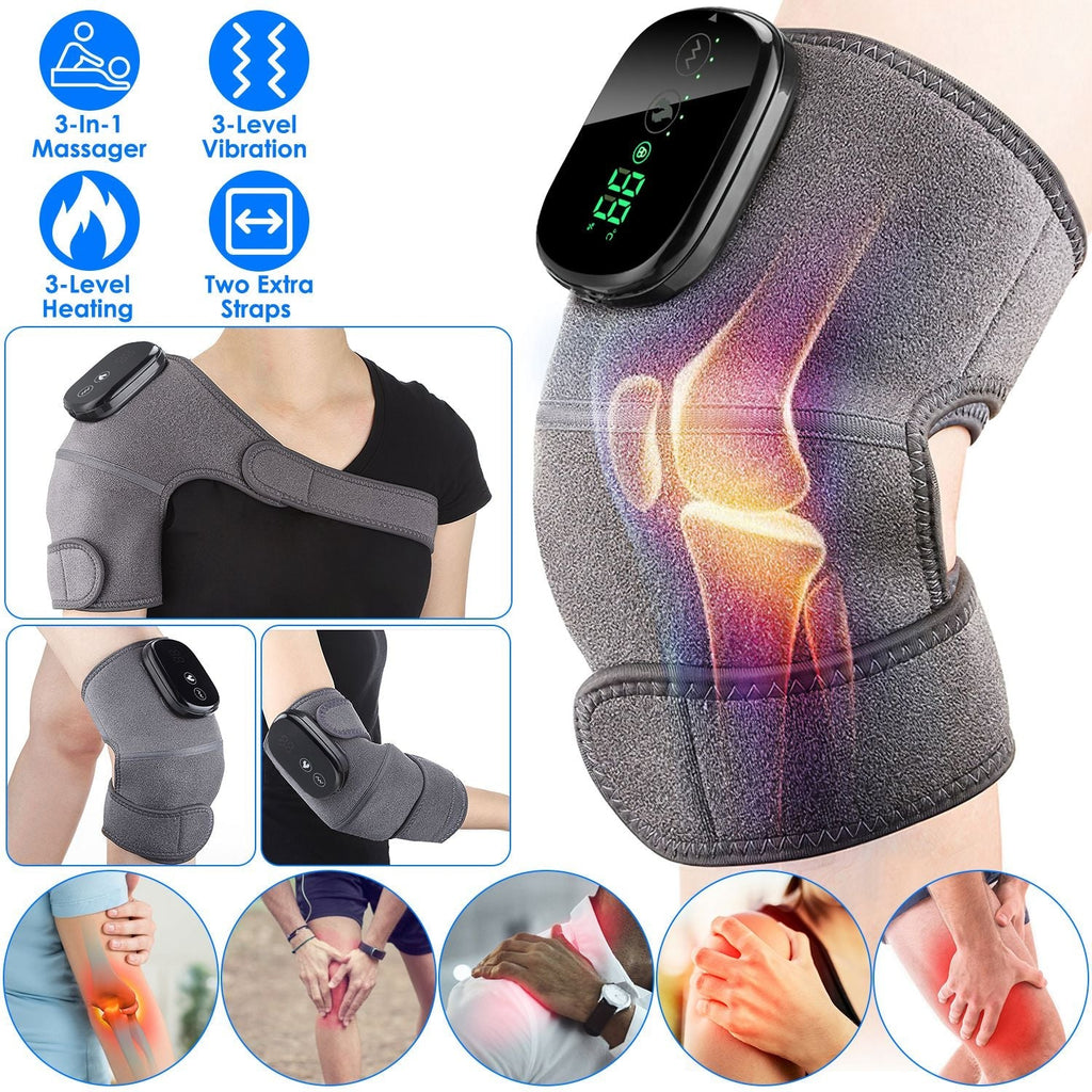 3-In-1 Heated Knee Massager Shoulder Heating Pads Elbow Brace withÊ3 Level Vibration and Heating Modes for Pain Stress Relief