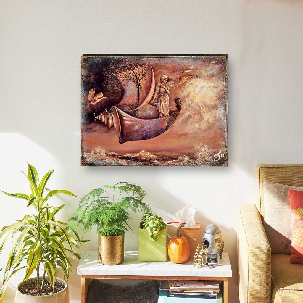 Strange Craft Fantasy Wooden Wall Art by Josephine Wall - Fantasy Decor - 852123-JW