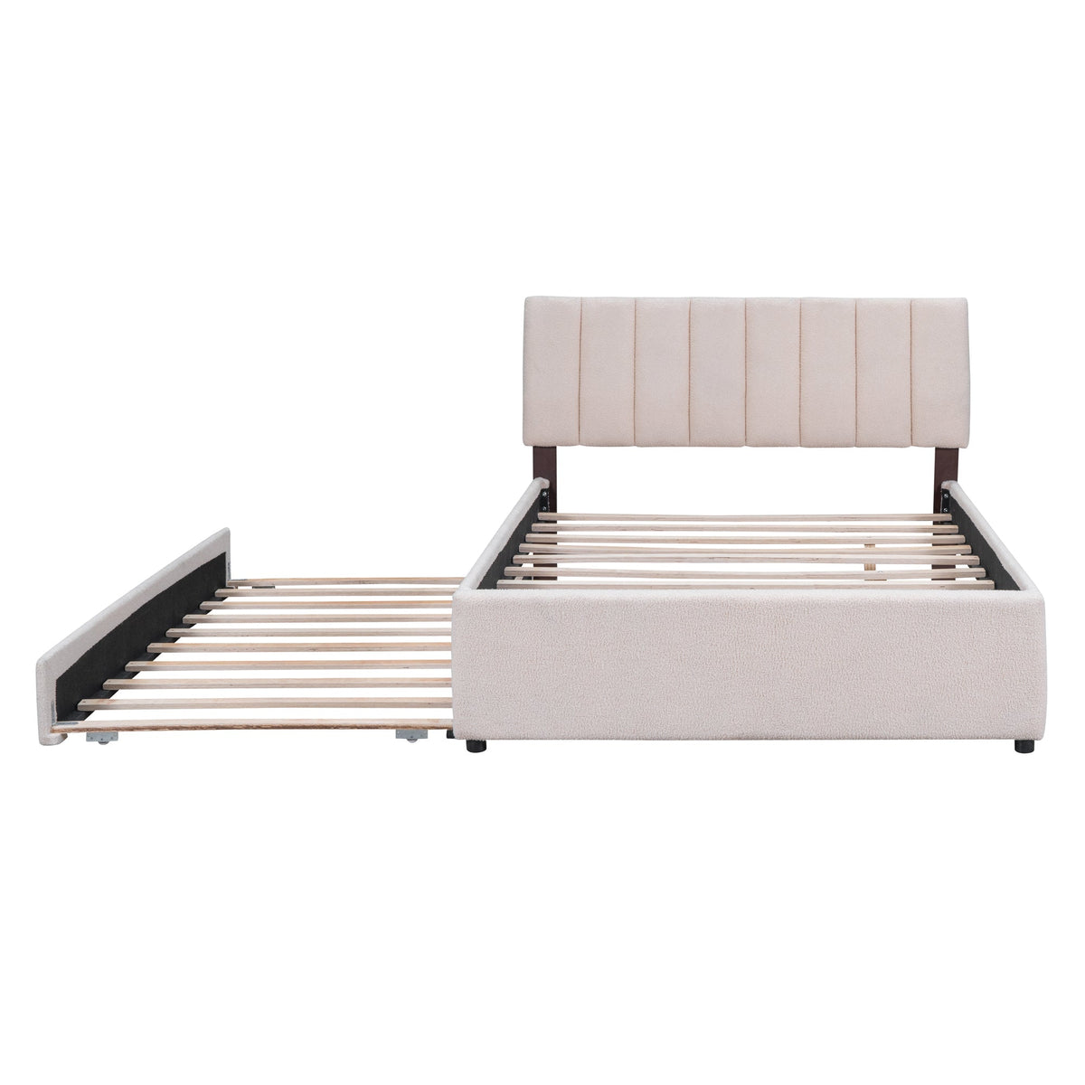 Teddy Fleece Full Size Upholstered Platform Bed with Twin Trundle