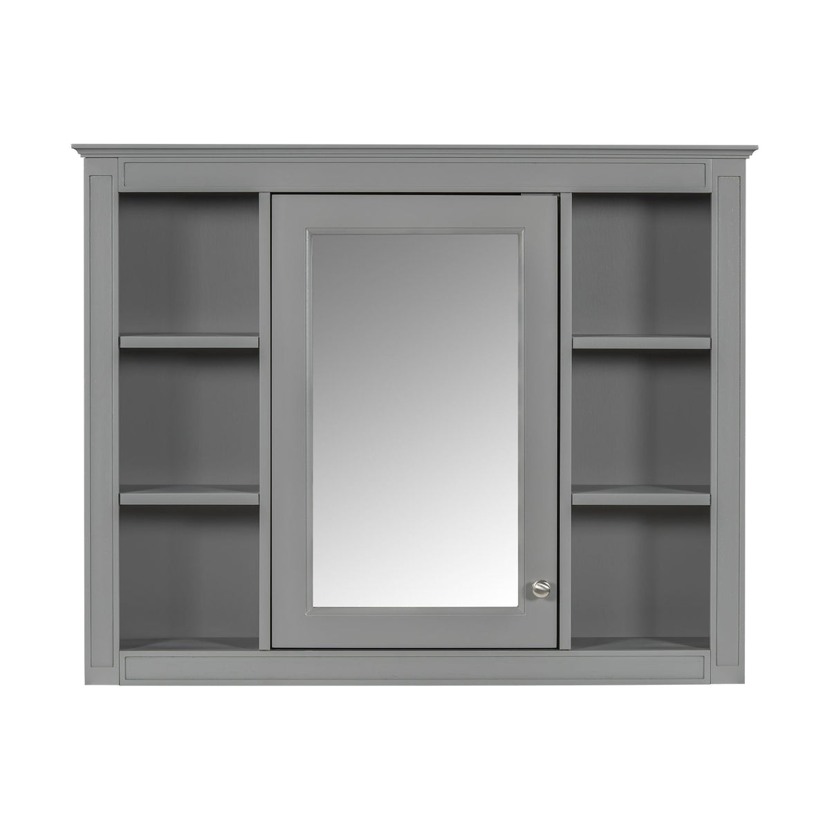 Wall Mounted Medicine Cabinet With Mirror, Storage Cabinet Featuring 6 Open Shelves And Adjustable Interior